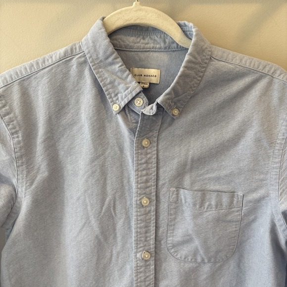 Club Monaco Men's Small Blue Button Down Long Sleeve Dress Shirt - Picture 2 of 3